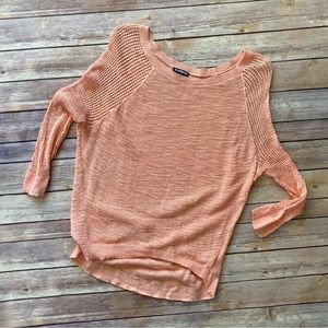 Express Long Sleeve Peach Mesh Sweater